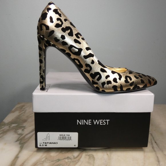 Sexy NINE WEST Women's Tatiana3 Stiletto Pumps Gold Leopard 8.5 - Picture 10 of 14